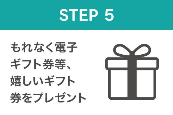 STEP5 もれなく電子ギフト券等、 嬉しいギフト券をプレゼント